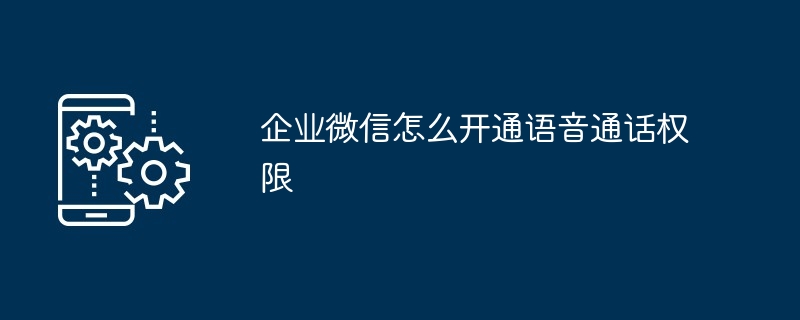 企业微信怎么开通语音通话权限 详细步骤教程