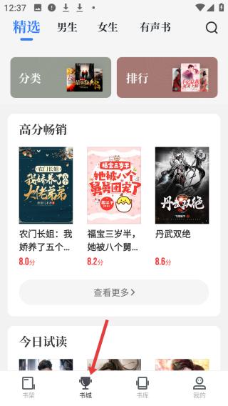 中文书城推荐板块截图