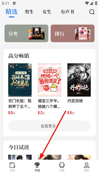 中文书城书籍分类界面