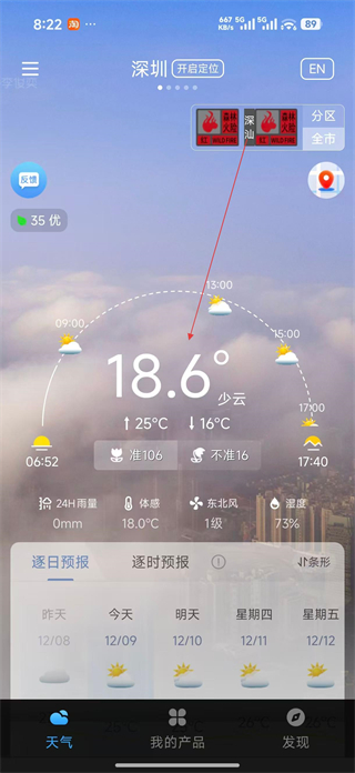 深圳天气 实时温度 雷达图像